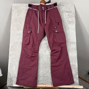 Dope Snow Fully Insulated Cargo Snow Pants Burgundy Maroon XL 15K Waterproof